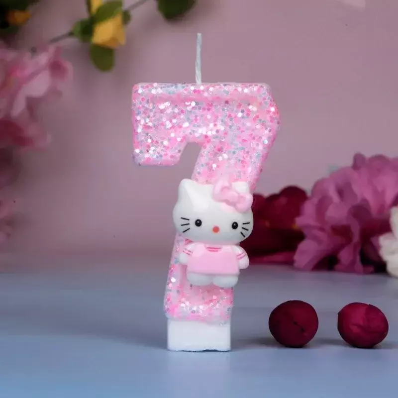 Velas digitales divertidas de Hello Kitty, suministros de decoración de Ambiente de fiesta, patrón de dibujos animados lindo creativo, accesorios para Pasteles de cumpleaños