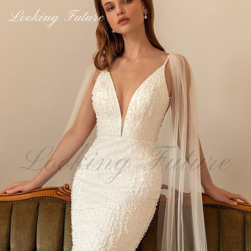 Женское свадебное платье It's yiiya, белое блестящее платье без рукавов с V-образным вырезом и открытой спиной на лето 2024