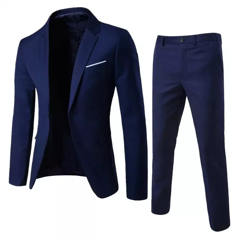 Мужской деловой пиджак и брюки, комплект из двух предметов, элегантный длинный жилет и брюки, пиджак для свадьбы, 2023