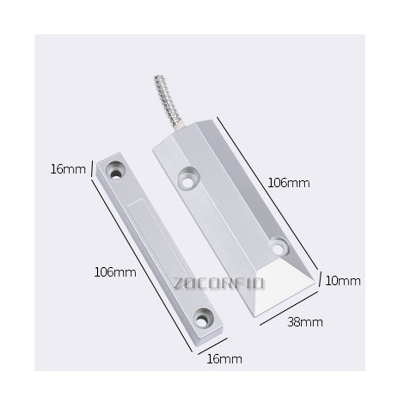 2 pairs Waterproof Aluminum Alloy NC Type Wired Metal Roller Shutter Door Magnetic Contact Reed Switch