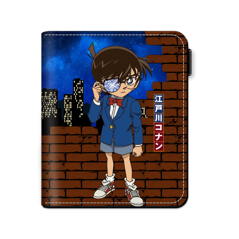 Detetive Conan Edogawa Jimin Kudo para homens, bolsa curta com bolsa de moedas, carteira anime Cartoon