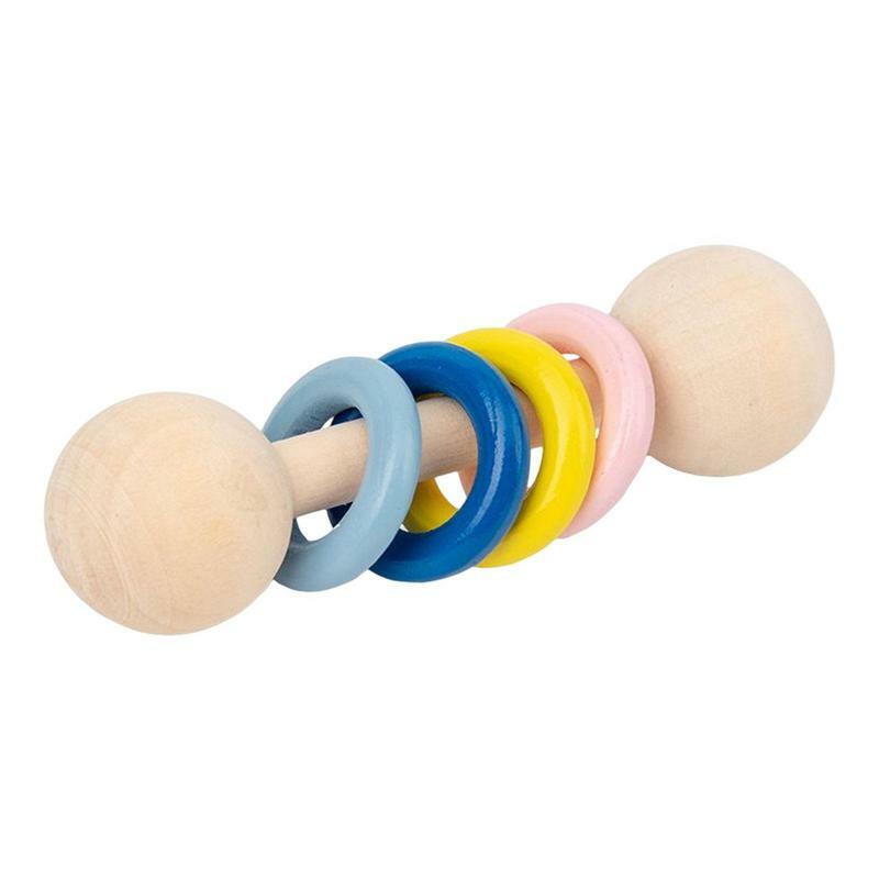 Drewno grzechotka dla dzieci gryzak Montessori chwytanie zabawka ząbkowanie pierścień z drewna bukowego dla niemowląt niemowlę noworodek gryzaki prezenty