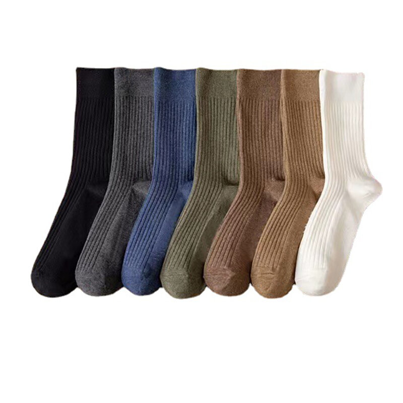 1pair High Quality Black Brown Pure Color Cotton Unisex Sock Office Sport Business Anti-Bacterial Deodorant Men Long Socks
