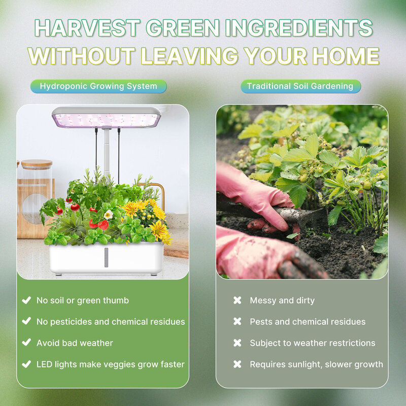 水耕栽培機,屋内植物栽培システム,LEDライト,家庭用植木鉢,庭