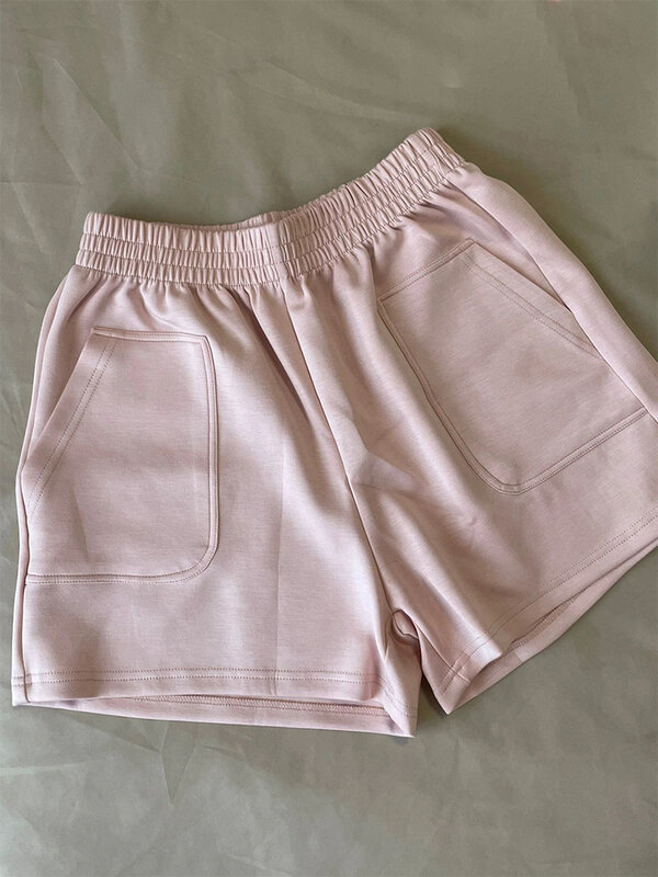 Damskie różowe szorty z wysokim stanem szerokie krótkie spodnie dresowe Harajuku Streetwear koreański styl Y2k Casual 2000s A Line szorty letnie 2023