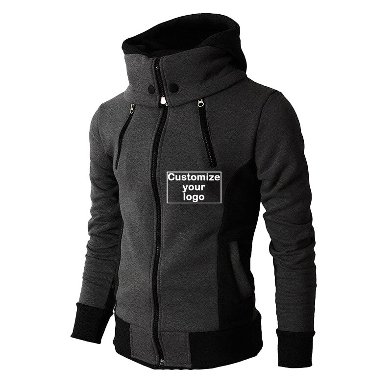 Men's Fashion High Collar Warm Four Zipper Jackets Customize Your Logo Zipper Hoodie Jackets Outdoor Sports Hoodie Jackets