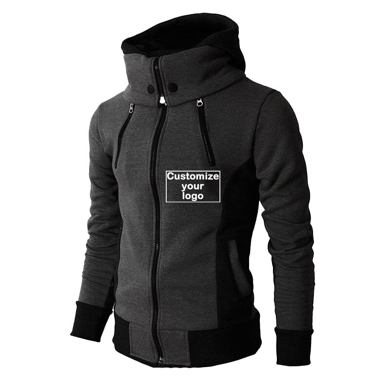 Homens quentes quatro zíper hoodie casacos, personalizar o seu logotipo, gola alta, esportes ao ar livre, moda