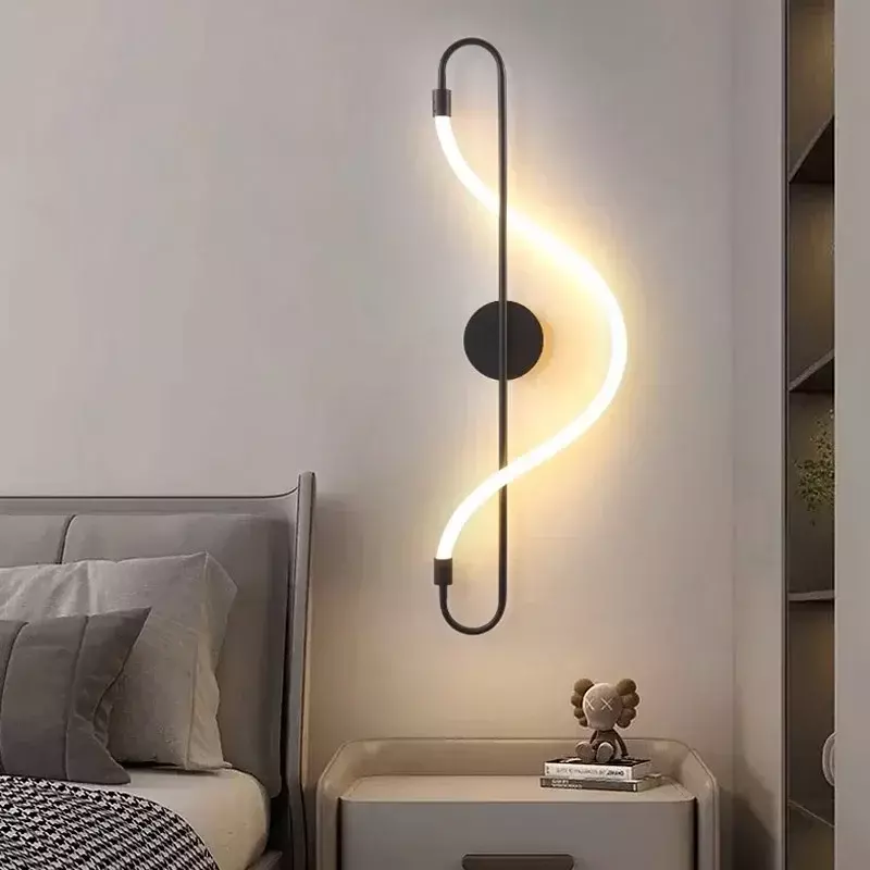 Lâmpada de parede LED com cobre linhas, design moderno, sala de estar, cabeceira, quarto, fundo, ferro, iluminação interior, candeeiro