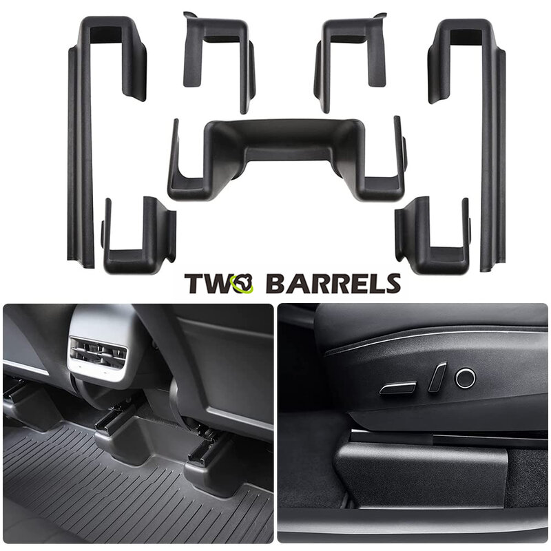 7 Pcs Seat Slide Rail Pad Cover For Tesla Model Y Seat Base Kick Wrap Protectors Corner Cover Case Shell Black Car Accessories