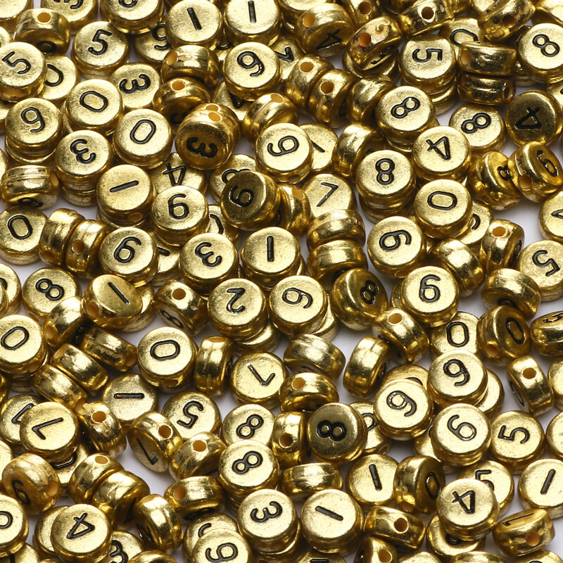 Perles acryliques numériques mixtes, carrées, plates et rondes, 100 pièces, perles d'espacement amples pour la fabrication de bijoux, bricolage, Bracelet et collier