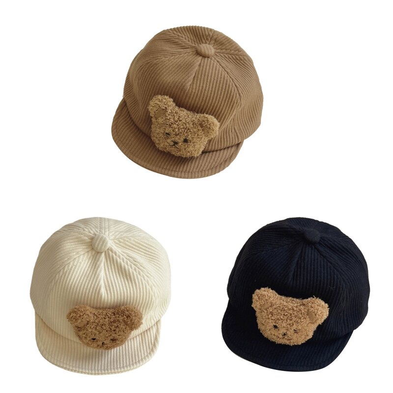 Chapéu protetor solar infantil com urso pelúcia, boné beisebol ajustável, unissex e unive, dropshipping
