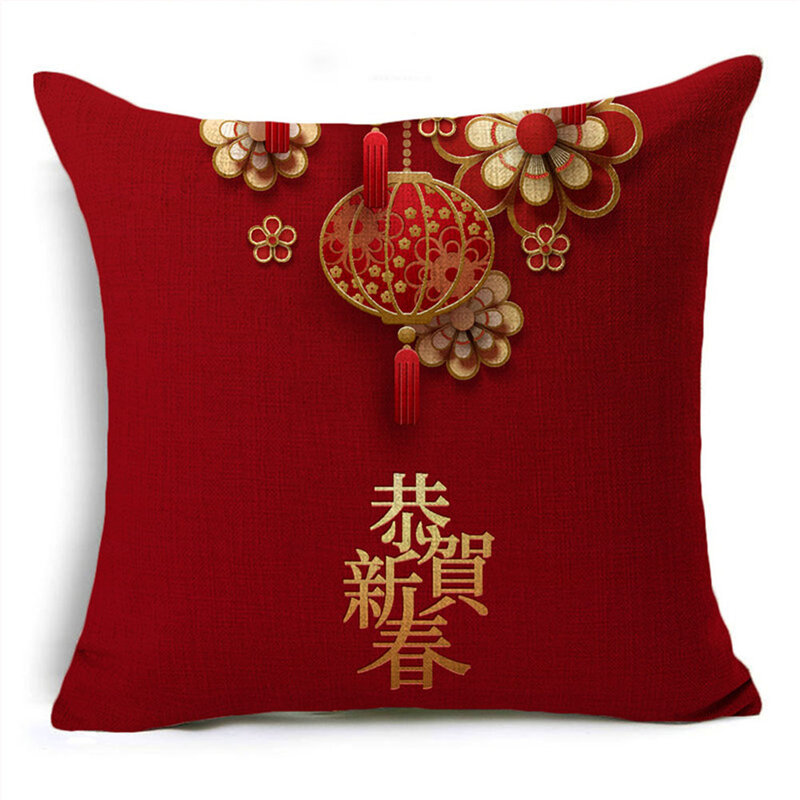 Sarung bantal lempar naga dekorasi Festival Musim Semi Tiongkok Tambahkan warna ke ruang tamu Anda 45*45cm