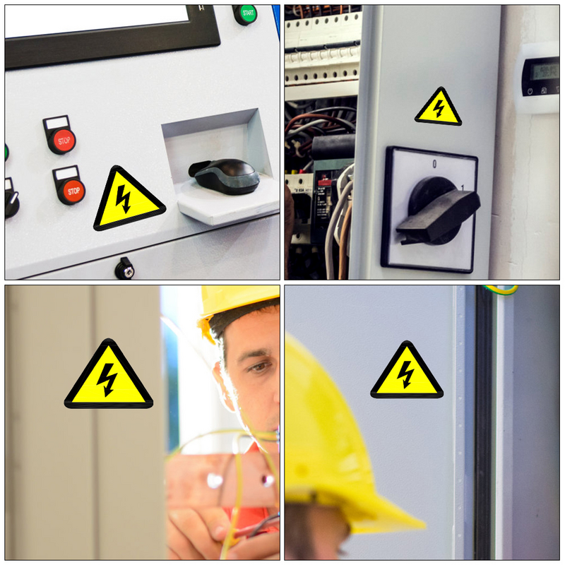 Stiker tanda peringatan elektrik, 15 buah Label listrik, Label peringatan Panel guncangan