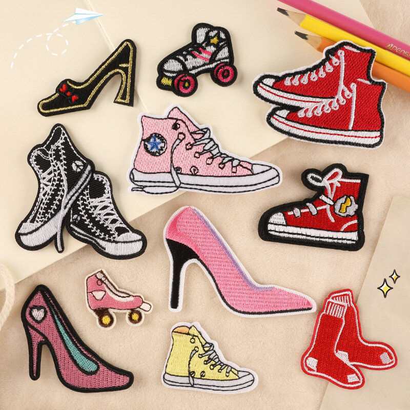 New DIY Label Embroider Patch for Clothing Hat Pants Jean Fabric Sticker Fast Iron on Decoration Accessory Emblem Bag High Heels