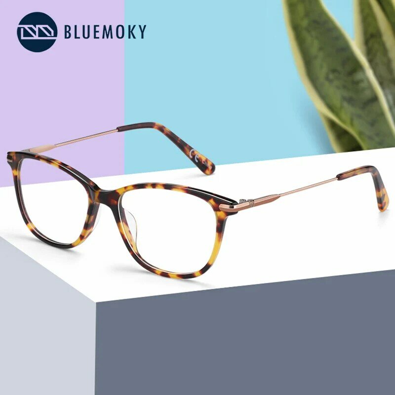 Bluemoky óculos de prescrição de olho de gato, óculos femininos de grau óptico transparente para miopia e hipermetropia anti-blue-ray óculos fotocrômicos