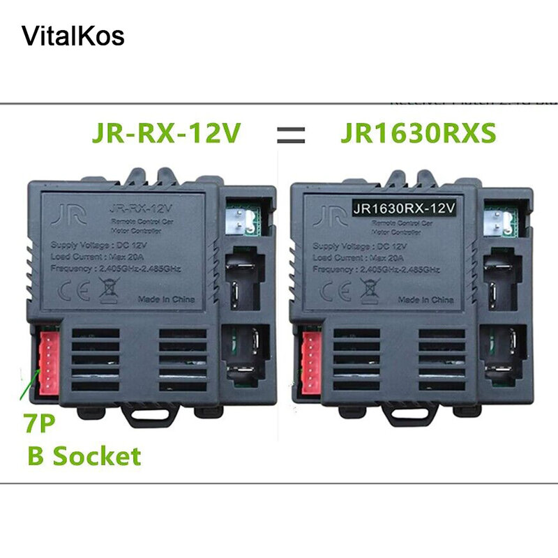 Controle remoto e receptor para carro elétrico infantil, passeio Bluetooth nas peças do carro, JR1630RX, 12V, JR-RX-12V, peças opcionais