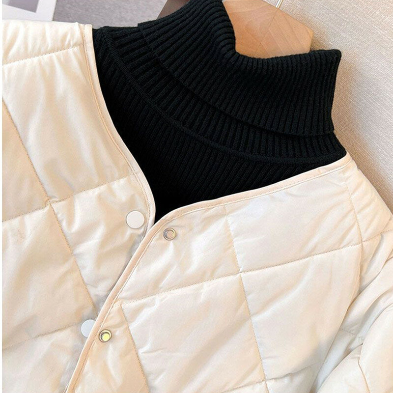 2023 jesienno-zimowa nowa kurtka damska puchowa kurtka bawełniana lekka ciepła luźna ocieplana kurtka z bawełny w stylu Casual, czarny odzież wierzchnia damska