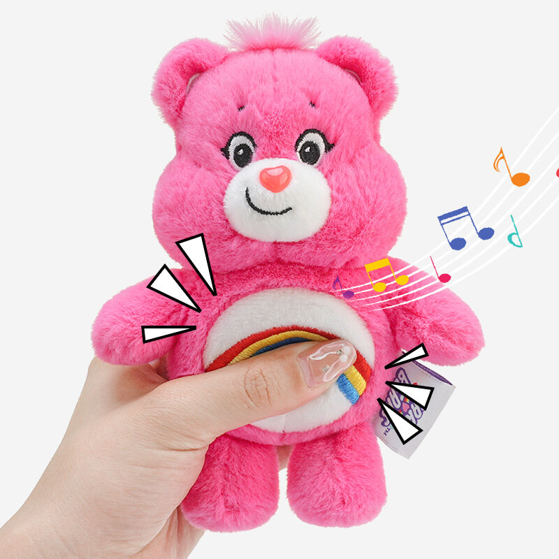 Llavero colgante pequeño de felpa Vocal de oso de cuidado auténtico para niños, adorno de muñeca colgante para bolso escolar, regalos de Navidad y cumpleaños, 15cm