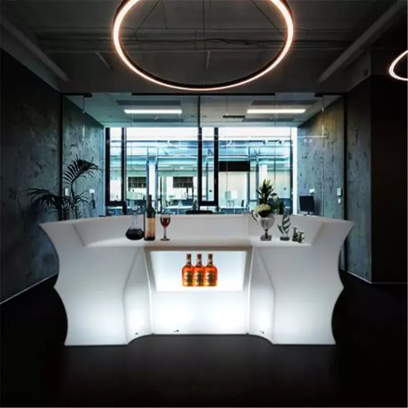 Wine Bar Cabinet LED Luminous Table Front Desk Liquor Cabinet Creative Lighting Furniture Round High Club KTV Disco Supplies