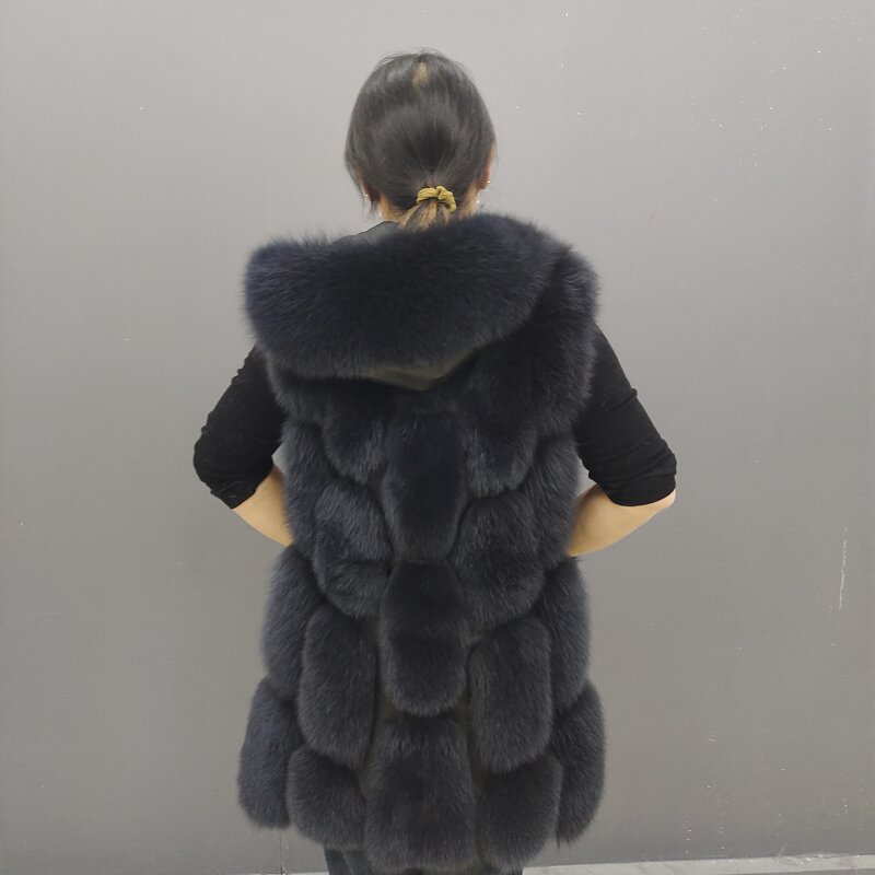女性のための本物のキツネの毛皮のベスト,革のコート,新しいスタイル,冬