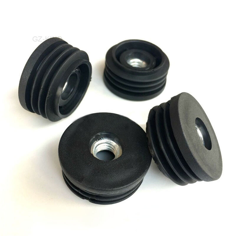 Bouchons de tuyau ronds en plastique noir, avec filetage métallique M6 Dia 16mm 19mm, 2/4/8 pièces