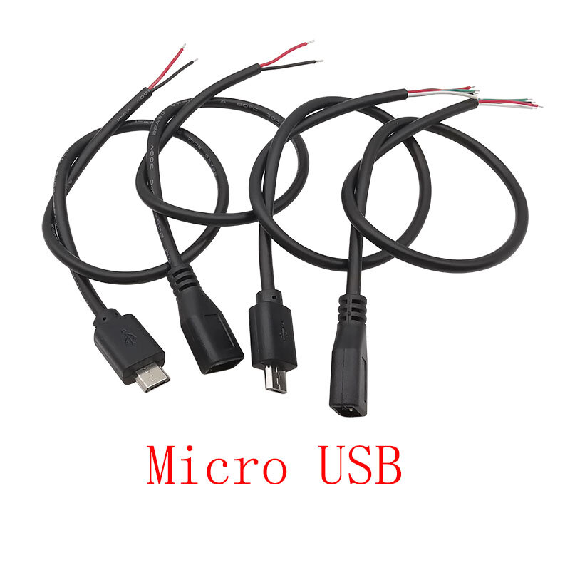 USB-Strom versorgungs kabel 2,0 Pin Micro USB/USB 2.0 A/Typ C Stecker Buchse Kabelst ecker DIY Daten Lade verlängerung kabel 30cm