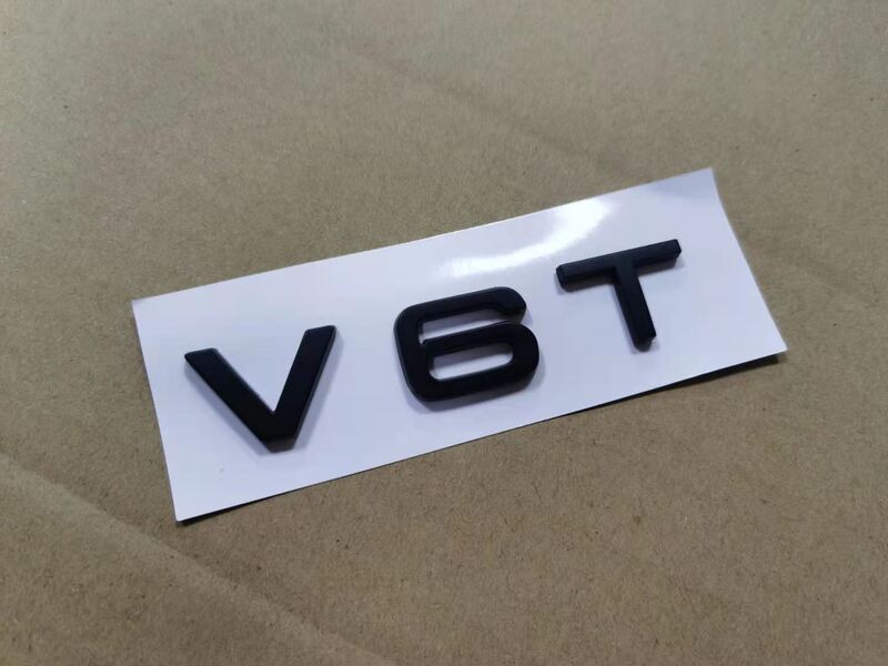1X Chrome glossy Matt black ABS V6T Car Body Rear Fender Trunk Emblem Badge Sticker for Audi Accessories