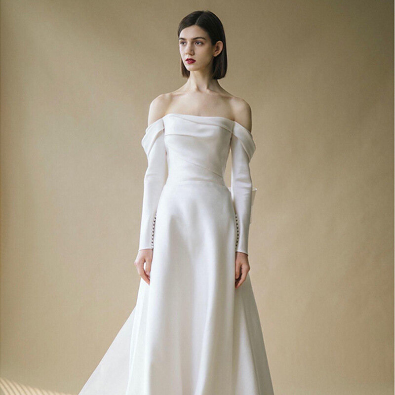 Marfim Strapless A-line vestidos de casamento para mulheres, vestidos nupciais simples, robe sexy, 2023