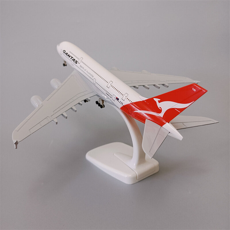 Qantas AIRBUS-A380 Airlines Avião Modelo, Alloy Metal, Air Avião Modelo, aeronaves com trem de pouso, Avião australiano, 20 centímetros