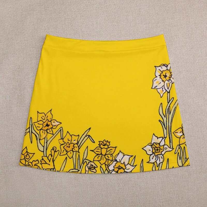 Daffodils feminina Mini saia, Roupa de verão, Vestidos para o baile, 2023