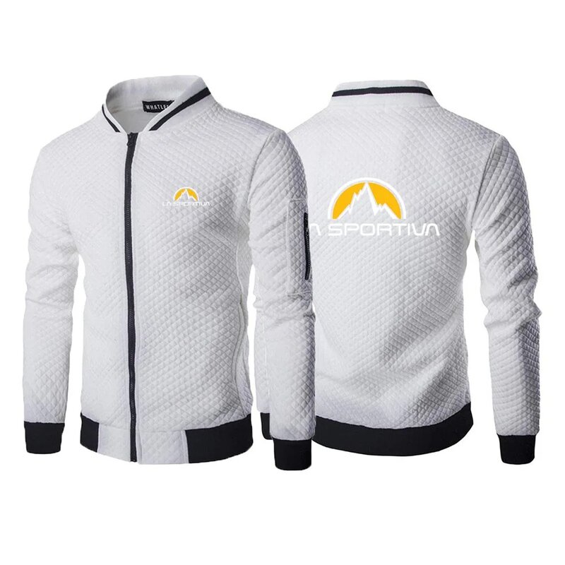 Camisola de zíper estampada com logotipo La Sportiva masculina, jaqueta cardigã casual, gola redonda, rua ao ar livre, primavera e outono, 2022