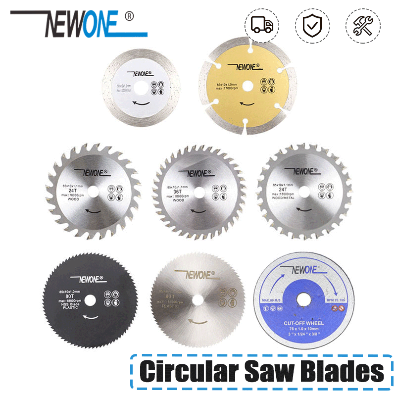 NEWONE Miter/Table/Circular Saw Blade Metal/Wood Cutting  HSS/Diamond/TCT Tungsten Carbide Tipped Nitride Coat ATB Offset tooth