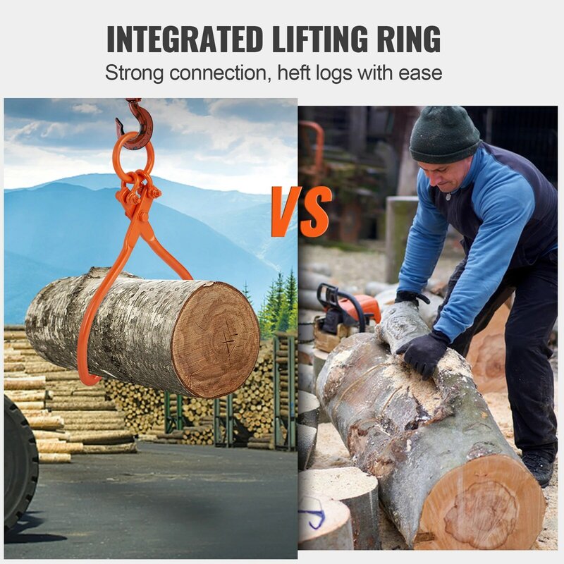 VEVOR Log Skidding Tongs Log Lifting Tongs Heavy Duty Steel Lumber Skidding Tongs Loading Capacity Log Lifting Handling Tool
