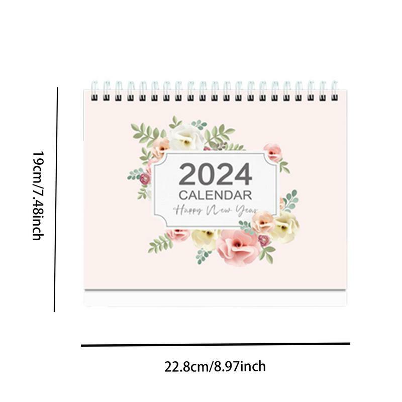 Календарь на спирали с цветочным принтом, календарь для стола, 12 месяцев