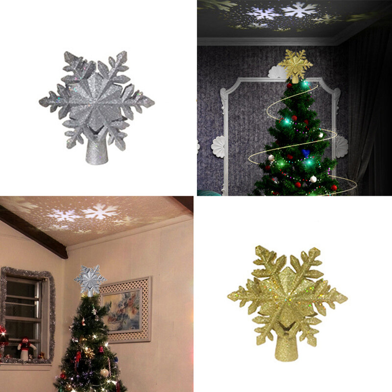 Christmas Tree Star Topper LED Luminous Light Ornament 3D Glitter Ornament for Wedding Party Garden Holiday Decorations