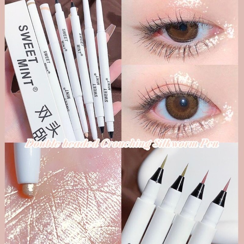 Diamond Lying Silkworm Pen Shadow Pen Double Ended Natural Glitter Highlighter Shimmer Pearlescent Eyeshadow Women Makeup
