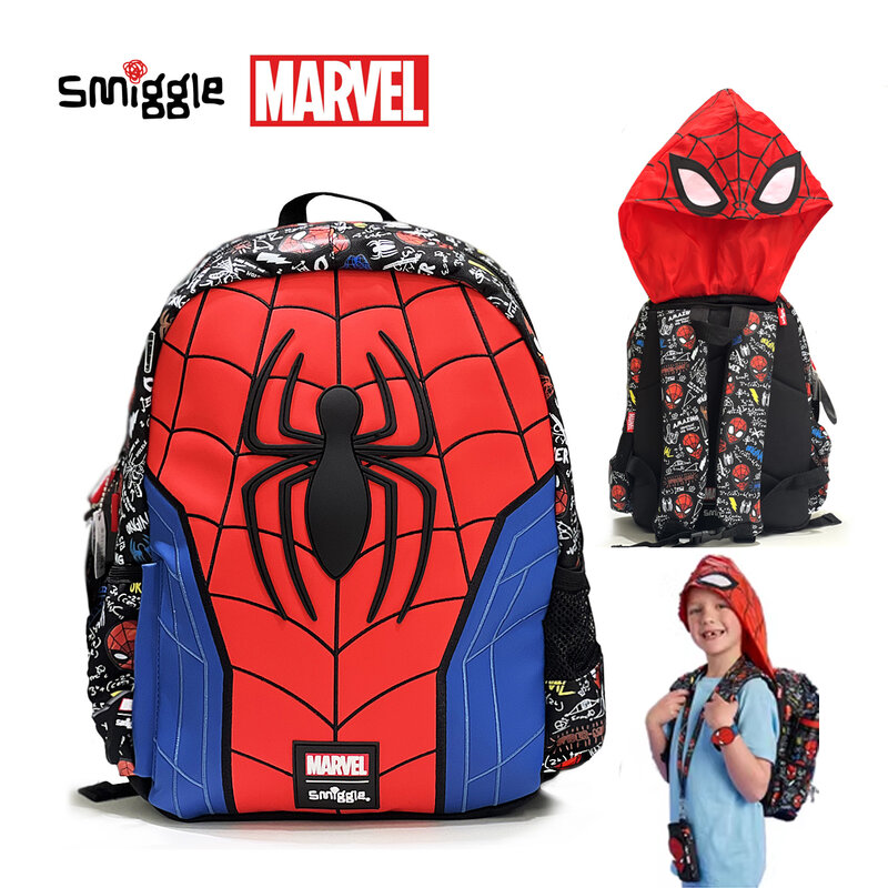 Mochila MARVEL Spider-Man para niños, morral escolar con ruedas de Smiggle, morral para niños de 3 a 16 años, superventas