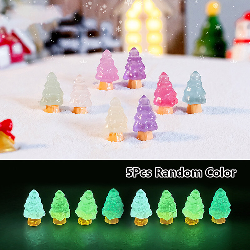 زخرفة شجرة عيد الميلاد مضيئة ، شجرة صنوبر صغيرة ، زخرفة المناظر الطبيعية الصغيرة ، دمية لعبة مصغرة ، جديد ، 5 قطعة