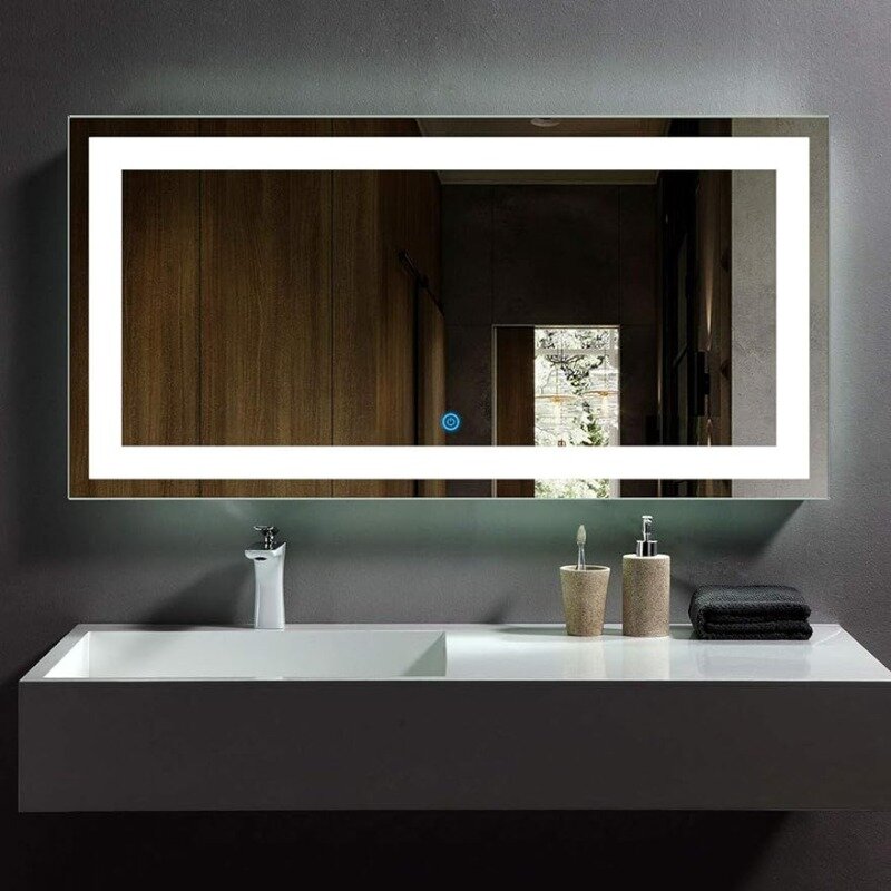 Specchio a Led per bagno, specchio da toeletta 48x24 pollici Smart Mirror bagno con specchi da bagno antiappannamento e oscuranti per parete