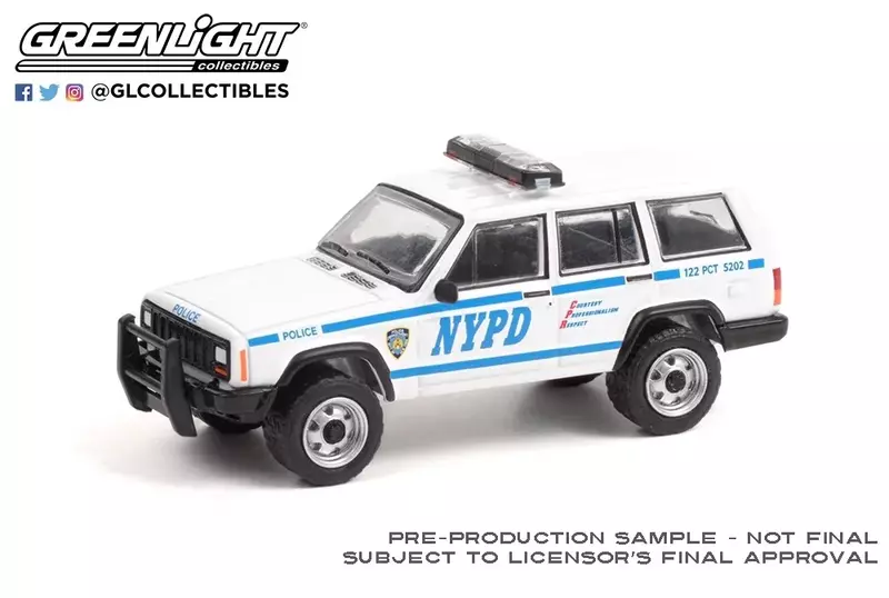 Diecast Metal Alloy Model Car Brinquedos para Coleção de Presente, Jeep Cherokee, Nova York, Police Department, W1252, 1997