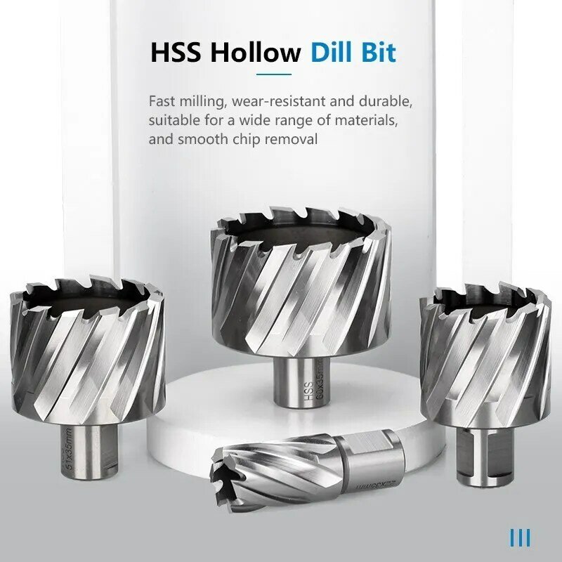 CMCP HSS Annular Cutter 6-60mm Core Drill Bit 19mm Weldon Shank Hollow Drill Bit Hole Saw Cutter For Metal Cutter Tool
