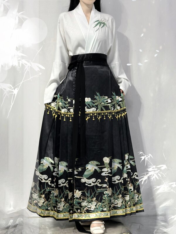 M Dynastie Hanfu Dameskleding Chinese Stijl Paard Gezicht Rok Set Shirt Rok + Rok