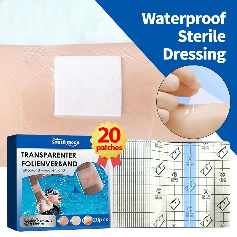 Vendajes impermeables desechables, vendaje adhesivo elástico transparente para heridas, estéril para tatuaje, ducha, cuidado de cicatrices
