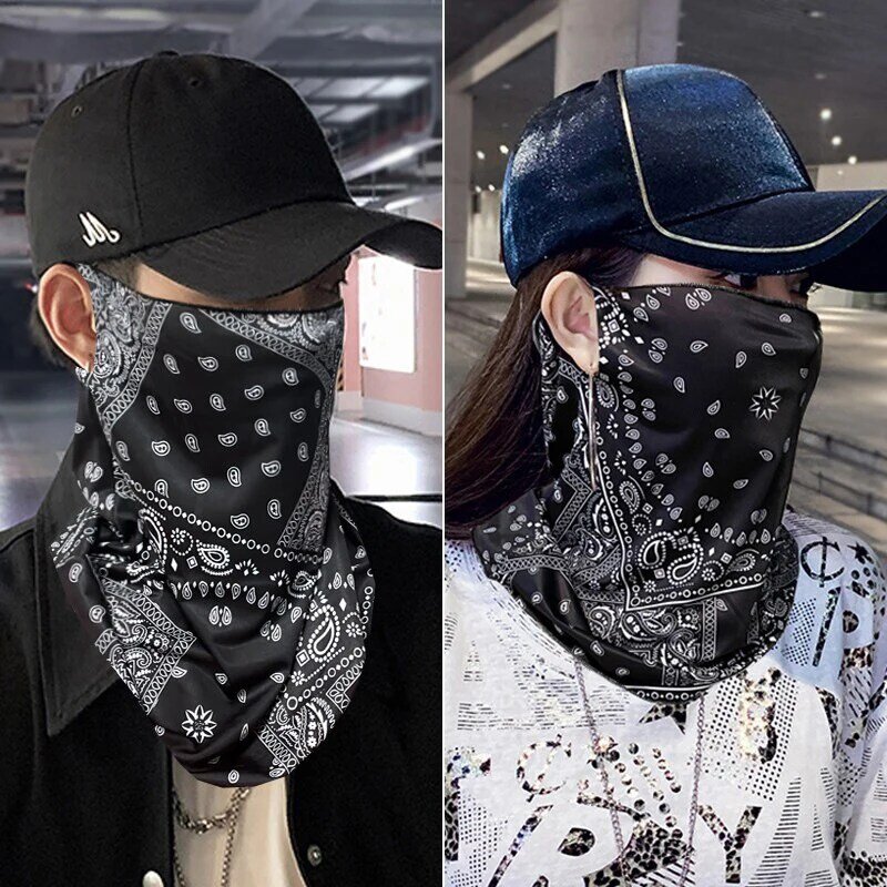 1Pc modna punkowa maska przeciwsłoneczna dla mężczyzn letnia twarz z dekoltem UV apaszka do uszu Hip Hop Outdoor kolarstwo sportowe Bandana