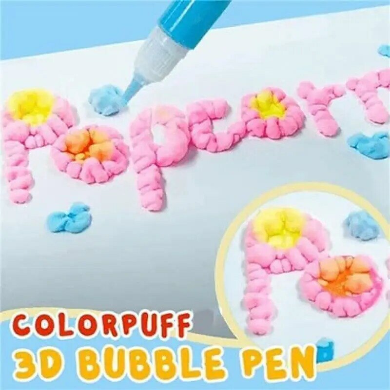 DIY 수채화 연필 페인팅 버블 펜, 팝콘 수제 코튼 펜, 3D 인쇄 가능한 그림, 어린이 생일 선물