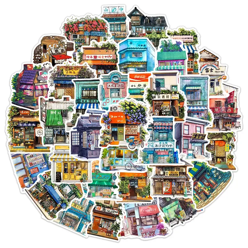 Autocollants de magasin japonais rétro pour enfants, graffiti étanche, esthétique, décoratif, bagages, ordinateur portable, tasse, téléphone, scrapbook, 10 pièces, 30 pièces, 50 pièces
