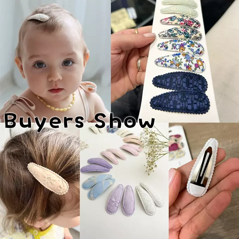 10Pcs/Set Newborn Print Cotton Alloy Hair Bow Snap Clips Fabric Plaid Hairpins Girl Kid Headwear Baby Hair Accessories Wholesale