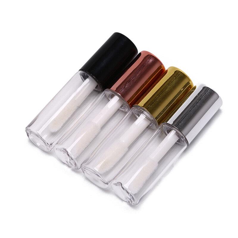 Mini transparente 1.2ml lábio esmalte amostra de teste garrafa de plástico diy batom tubo recipiente com capa manual cosméticos ferramentas