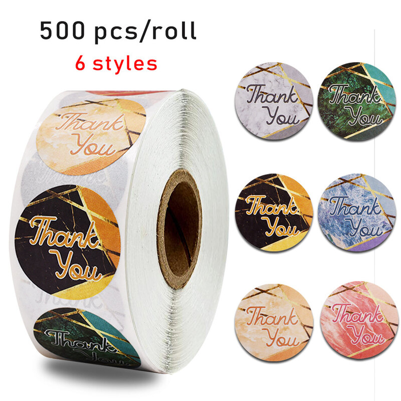 50-500pcs 6 Styles Round Thank You Sticker Seal Label Scrapbook Label DIY Handmade Cake Baking Decoration Stationery Stickers