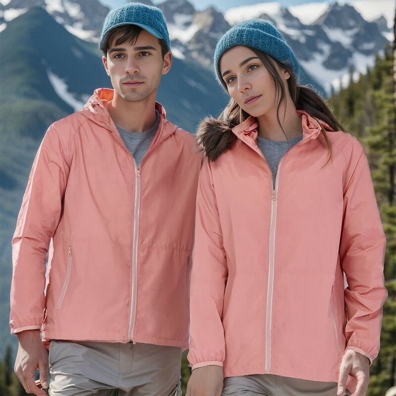 남녀공용 캠핑 레인 재킷, 방수 햇빛 차단 의류, 낚시 사냥 의류, 주머니가 달린 속건성 피부 바람막이